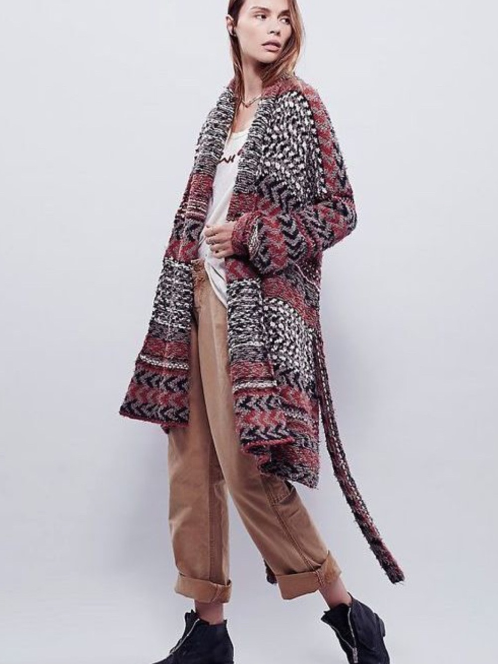 Free People Lona Long Belted Cardigan